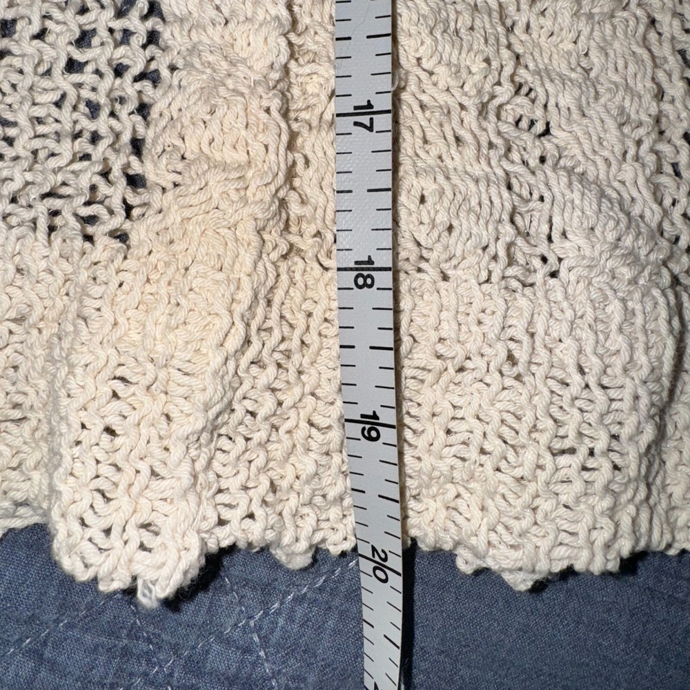 Zara Crocheted Short Sleeve Top Cream Boho Festival Beach Coastal Cowgirl Medium - Picture 11 of 14